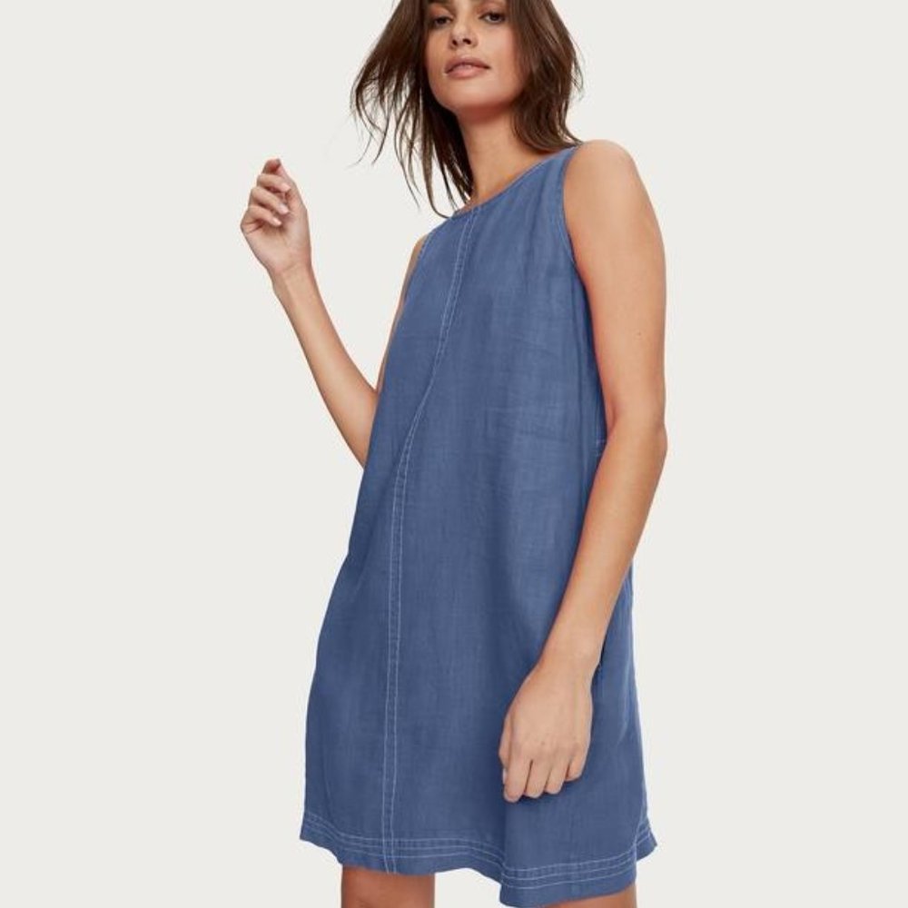 Michael Stars Blue Linen Shift Dress S